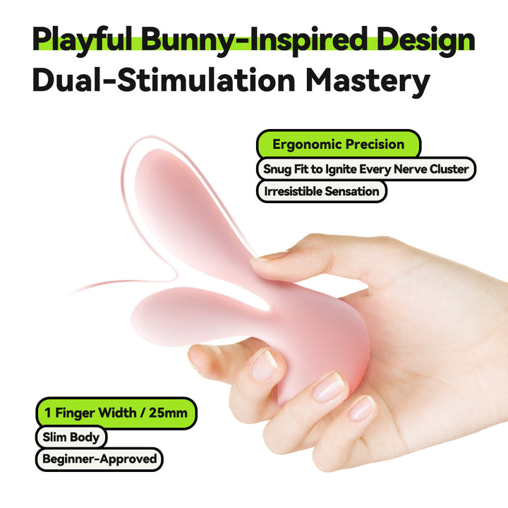 Niedlicher kleiner Kaninchen-Vibrator mit Doppelkopf, leises, diskretes und ergonomisches Design